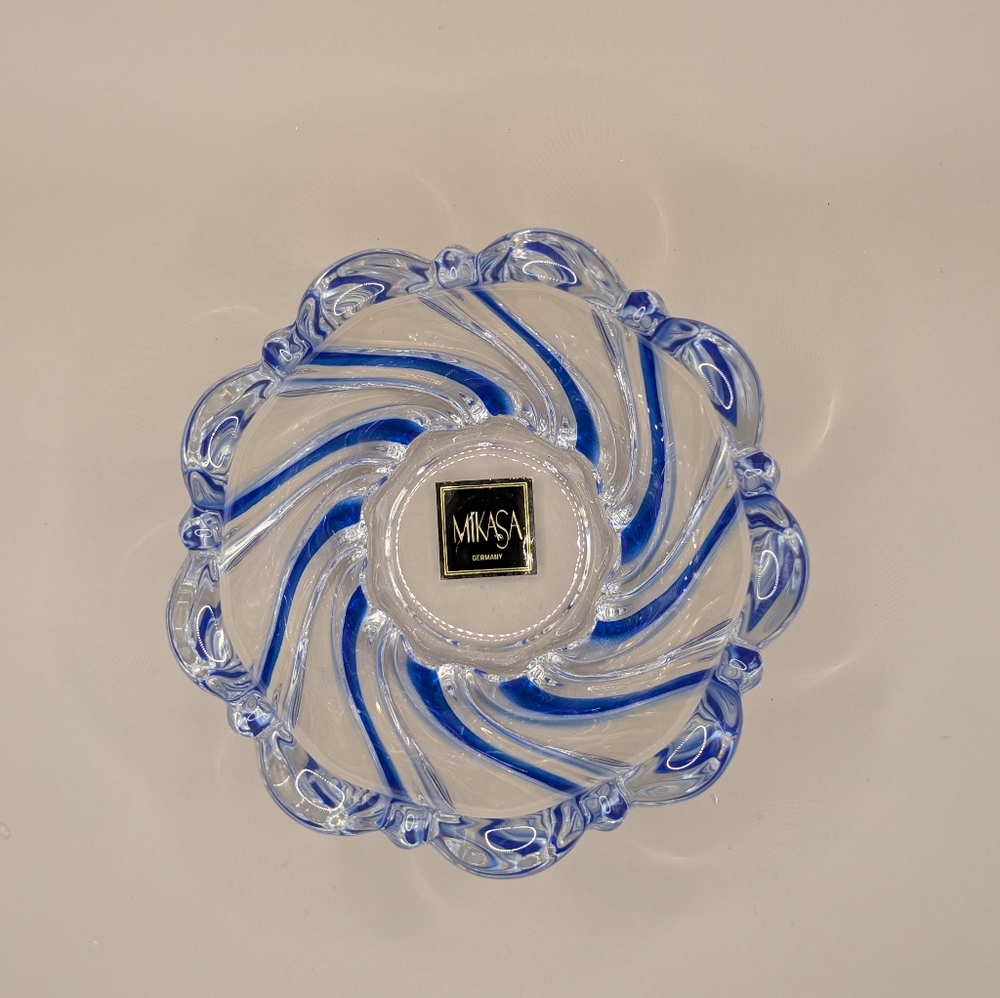 Mikasa Blue and Clear Glass Decorative Bowl